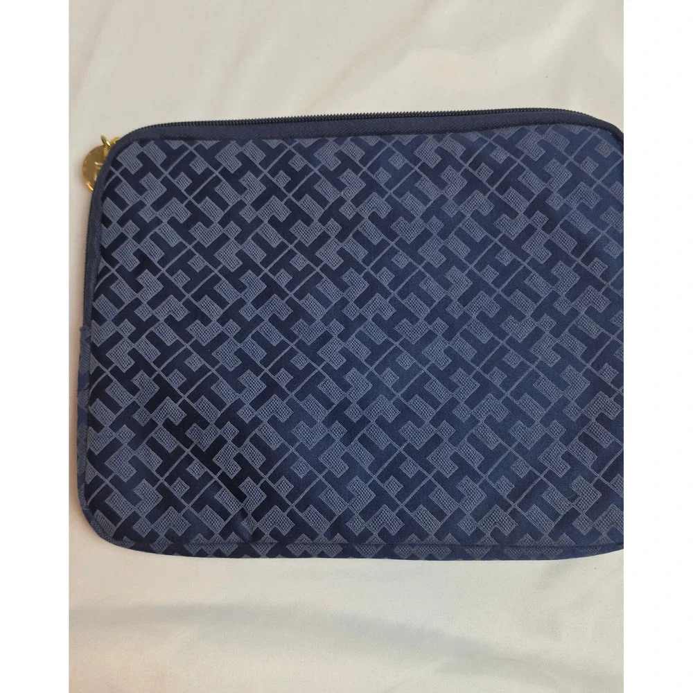 Tommy Hilfiger Navy Blue Monogram iPad Sleeve 11 inch Tablet Case Tech Pouch